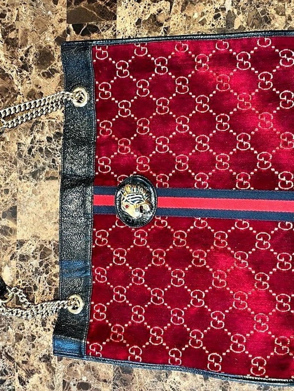 Gucci Rajah Large Tote Bag Red & Black with Pouch - Picture 7 of 16